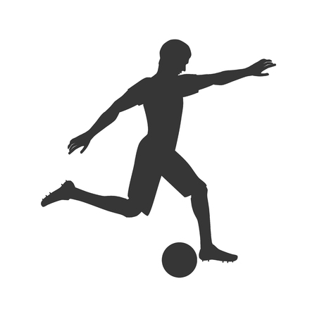 Football player silhouette on the white background. Vector illustrationのイラスト素材