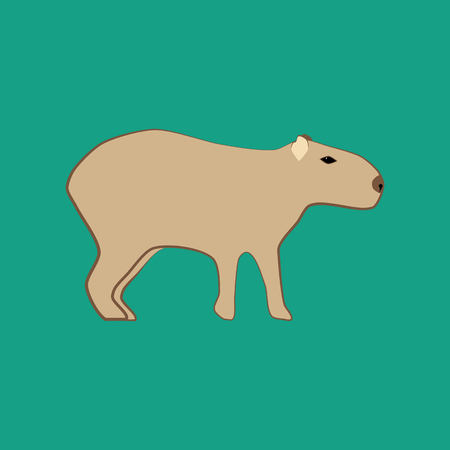 Capybara animal illustration on the green background. Vector illustrationのイラスト素材