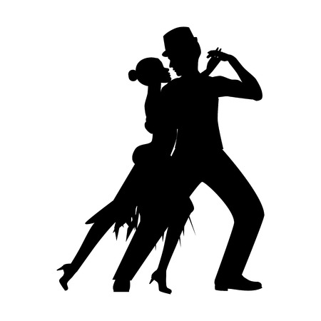 Argentina tango silhouette on the white background. Vector illustrationのイラスト素材