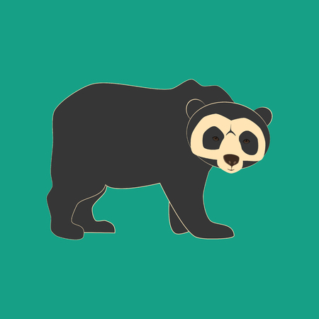 Spectacled bear animal illustration on the green background. Vector illustrationのイラスト素材
