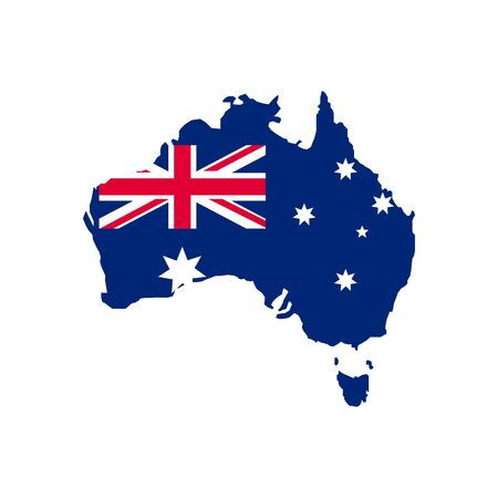Australia map and flag on the white background. Vector illustrationのイラスト素材