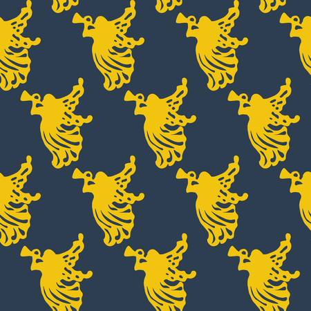 Christmas Angel on the blue background seamless pattern. Vector illustrationのイラスト素材