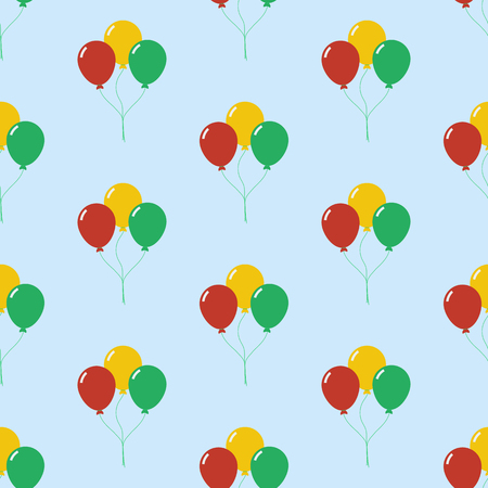 Balloon seamless pattern on the blue background. Vector illustrationのイラスト素材