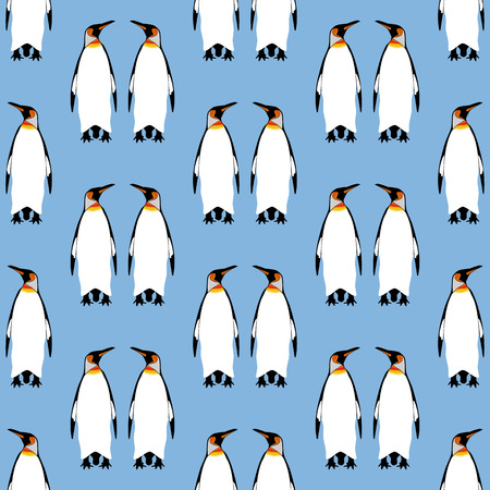 Penguin pattern on the blue background. Vector illustrationのイラスト素材