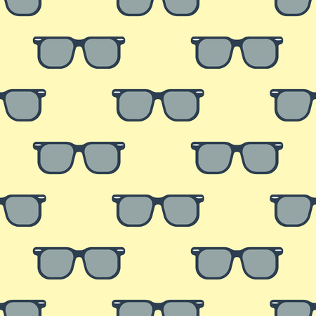 Glasses pattern on the yellow background. Vector illustrationのイラスト素材