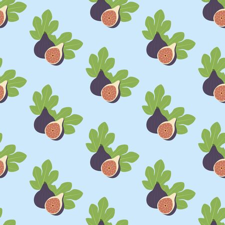 Fig Fruit pattern on the blue background. Vector illustrationのイラスト素材