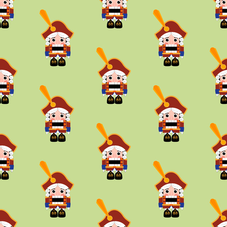 Nutcracker pattern on the green background. Vector illustrationのイラスト素材
