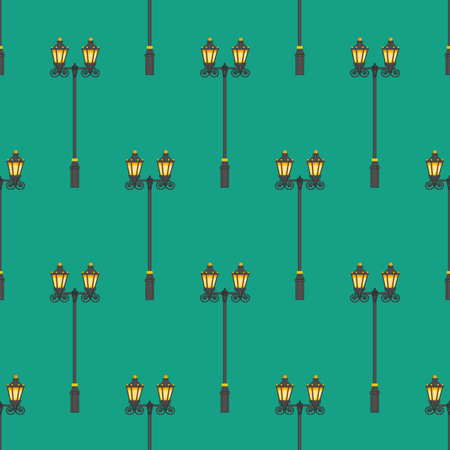 Street lighter pattern on the green background. Vector illustrationのイラスト素材