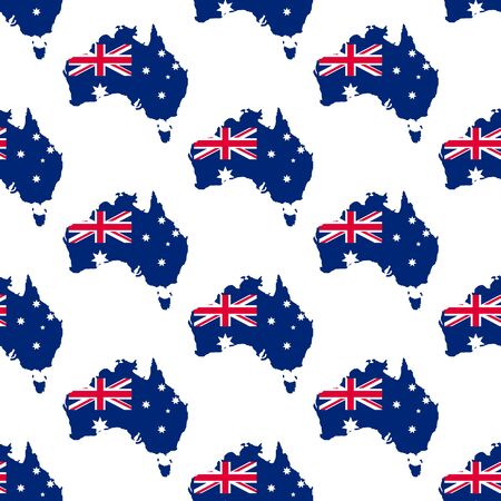 Australia map and flag pattern on the white background. Vector illustrationのイラスト素材