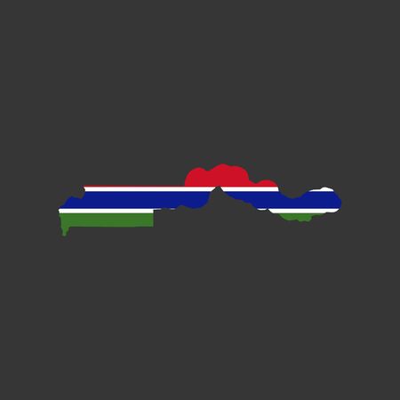Gambia flag and map on the grey background. Vector illustrationのイラスト素材