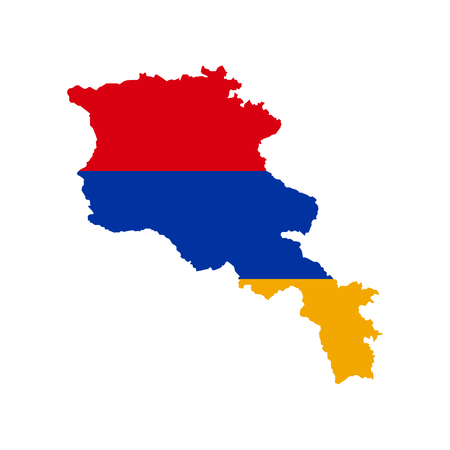 Armenia flag and map on the white background. Vector illustrationのイラスト素材