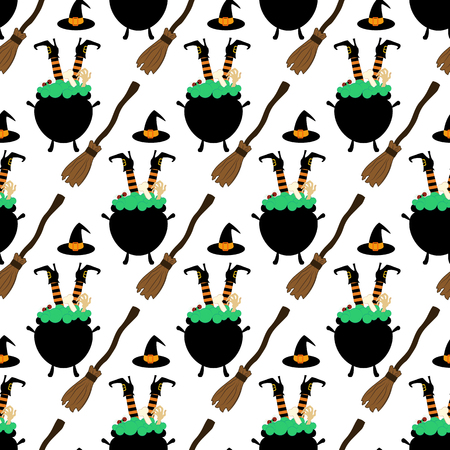 Halloween ghost pattern on the white background. Vector illustrationのイラスト素材