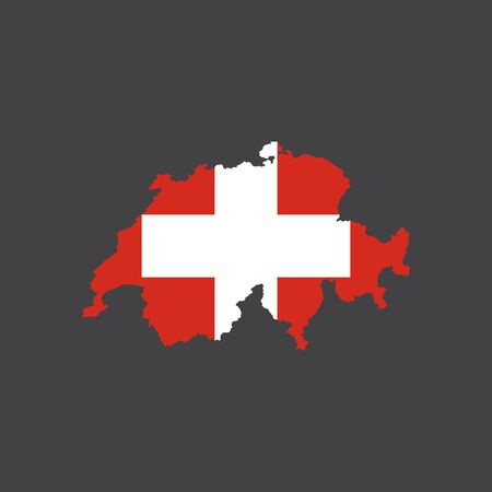 Switzerland flag and map on the white background. Vector illustrationのイラスト素材
