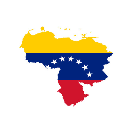 Venezuela flag and map on the white background. Vector illustrationのイラスト素材