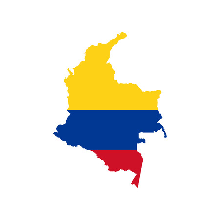 Colombia map and flag on the white background. Vector illustrationのイラスト素材
