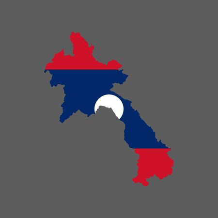 Laos flag and map on the gray background. Vector illustrationのイラスト素材