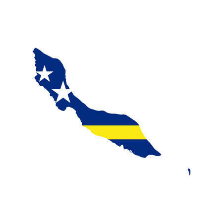 Curacao map and flag on the white background. Vector illustrationのイラスト素材