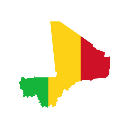 Mali flag and map on the white background. Vector illustrationのイラスト素材