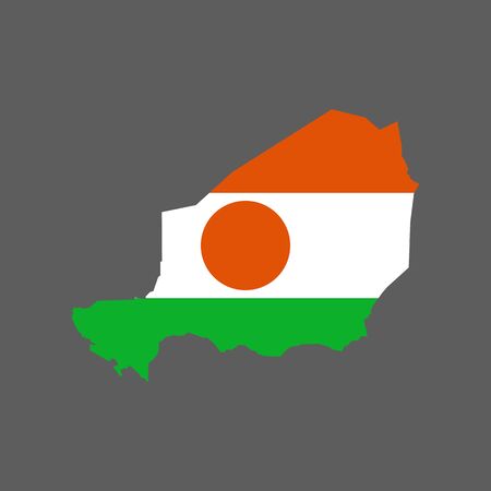Niger flag and map on the gray background. Vector illustrationのイラスト素材