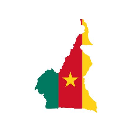 Cameroon map and flag on the white background. Vector illustrationのイラスト素材