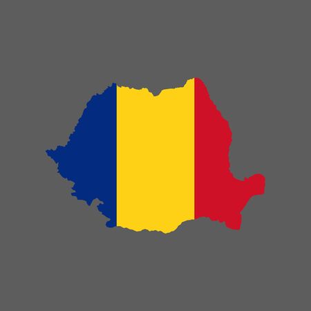 Romania flag and map on the gray background. Vector illustrationのイラスト素材