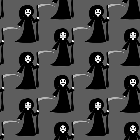 Death halloween costume pattern on the gray background. Vector illustrationのイラスト素材