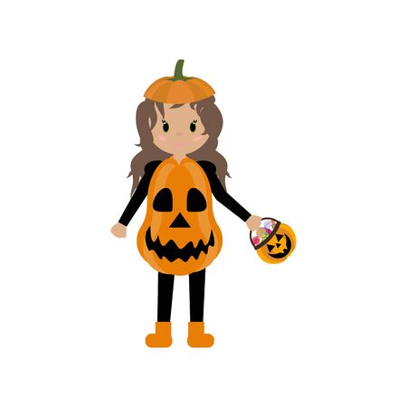 Pumpkin halloween costume on the white background. Vector illustrationのイラスト素材