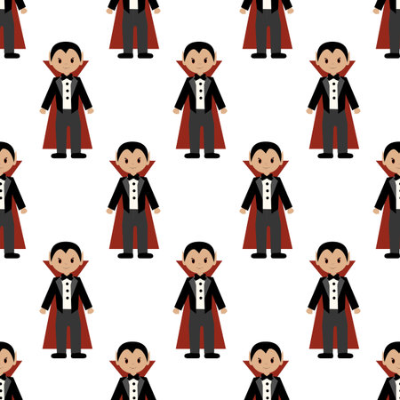 Vampire halloween costume pattern on the white background. Vector illustrationのイラスト素材