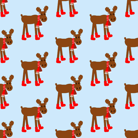 Moose pattern on the blue background. Vector illustrationのイラスト素材