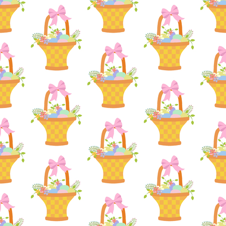 Easter basket with eggs seamless patternのイラスト素材