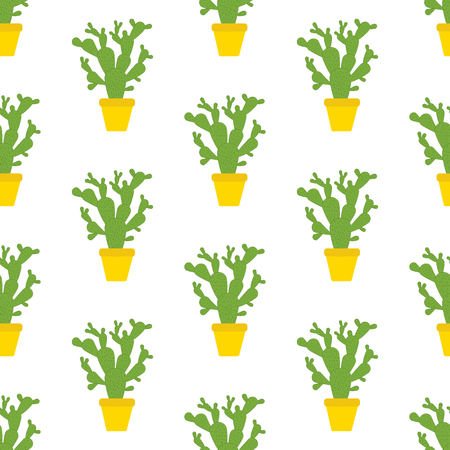 Cactus seamless pattern on the white background. Vector illustrationのイラスト素材