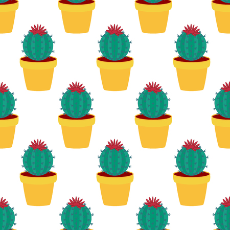 Cactus seamless pattern on the white background. Vector illustrationのイラスト素材