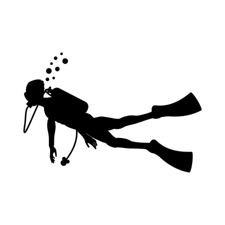 Diver silhouette on the white background. Vector illustrationのイラスト素材