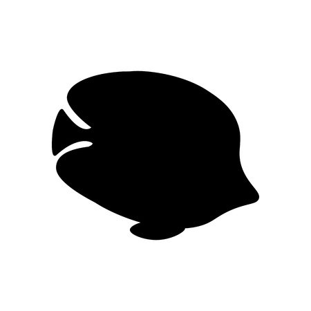 Chaetodon semilarvatus fish silhouette on the white background. Vector illustrationのイラスト素材