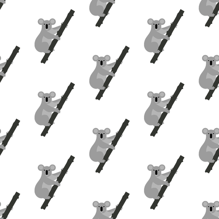 Koala bear seamless pattern on the white background. Vector illustrationのイラスト素材