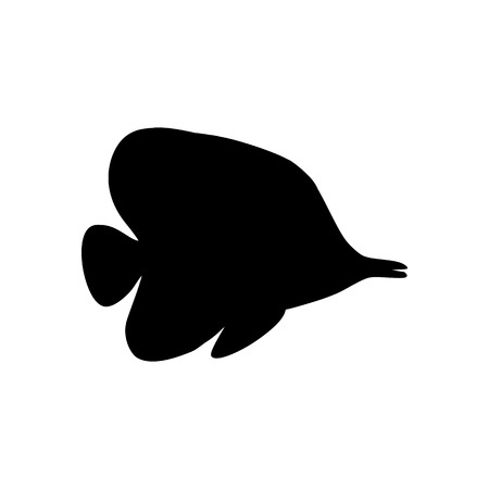 Chaetodon auriga Butterflyfish silhouetteのイラスト素材