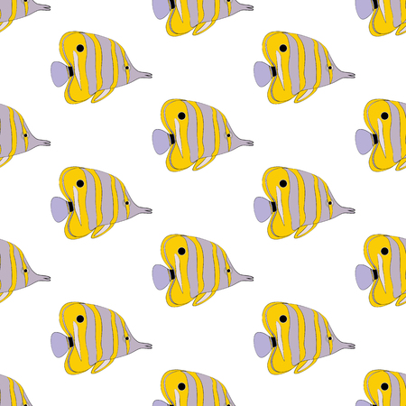 Copperbanded Butterflyfish seamless patternのイラスト素材