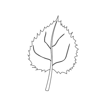 Leaf coloring page on the white background. Vector illustrationのイラスト素材
