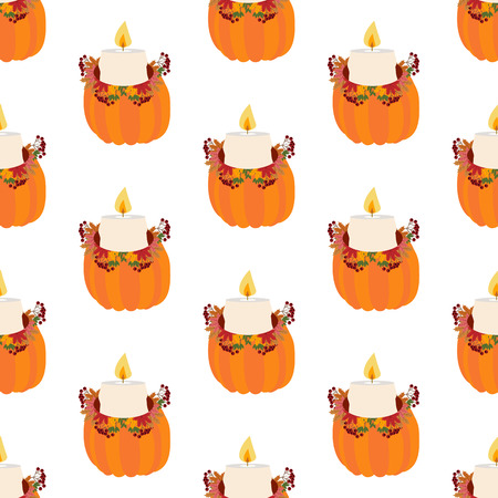 Pumpkin seamless pattern on the white background. Vector illustrationのイラスト素材