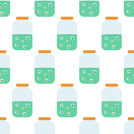 Eye balls in jar seamless pattern on the white background. Vector illustrationのイラスト素材