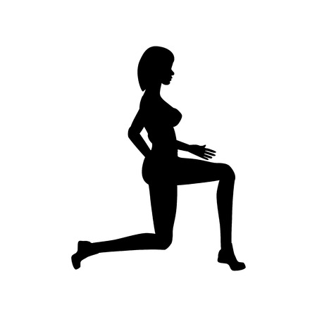 Bodyweight walking lunge exercise workout silhouetteのイラスト素材