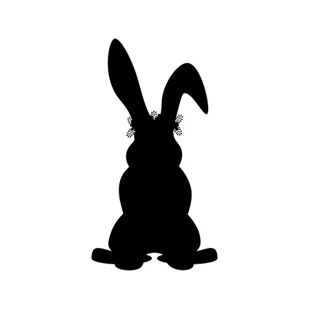 Easter bunny silhouette on the white background. Vector illustrationのイラスト素材