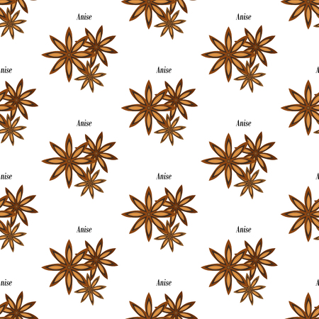 Anise illustration seamless pattern on the white background. Vector illustrationのイラスト素材