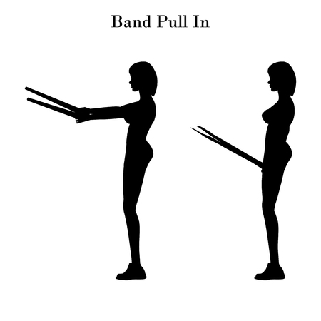 Band pull in exercise silhouetteのイラスト素材