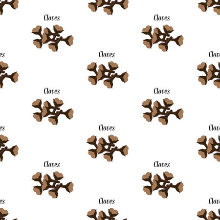 Cloves illustration seamless pattern on the white background. Vector illustrationのイラスト素材