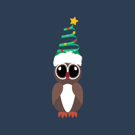 Owl in christmas costume illustrationのイラスト素材