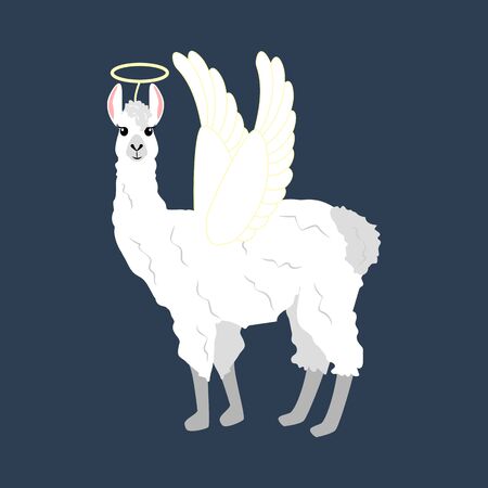Llama in angel costume illustrationのイラスト素材