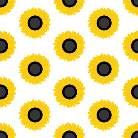 Sunflower flower seamless patternのイラスト素材