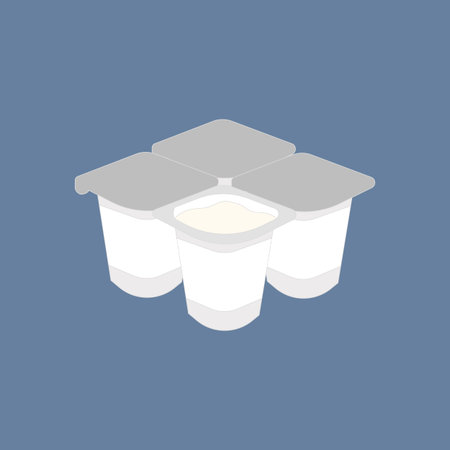 Yogurt illustration on the blue background. Vector illustrationのイラスト素材