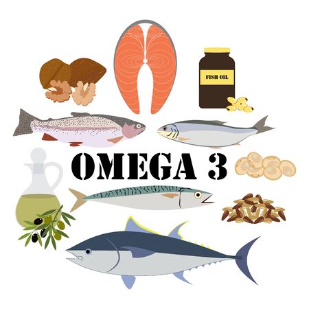 Omega 3 healthy nutrient rich food vector illustrationのイラスト素材
